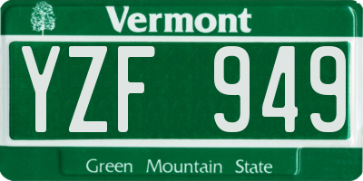VT license plate YZF949
