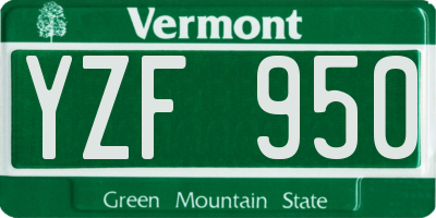 VT license plate YZF950