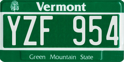VT license plate YZF954