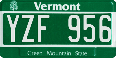 VT license plate YZF956