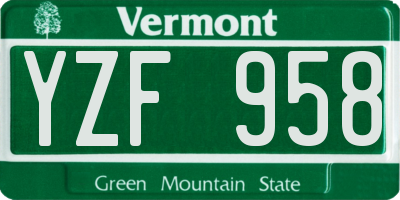 VT license plate YZF958