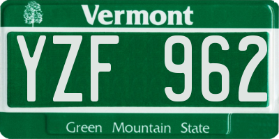VT license plate YZF962