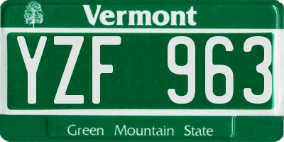 VT license plate YZF963