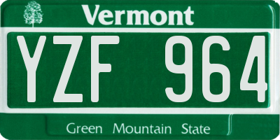 VT license plate YZF964