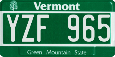 VT license plate YZF965