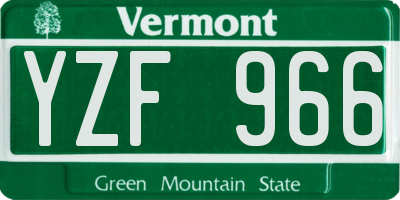 VT license plate YZF966