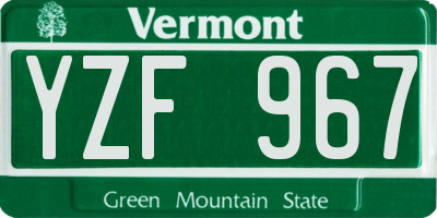 VT license plate YZF967