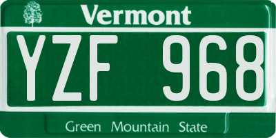 VT license plate YZF968