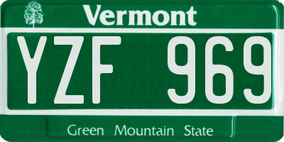 VT license plate YZF969