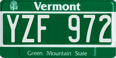 VT license plate YZF972