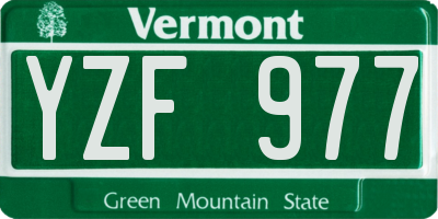 VT license plate YZF977