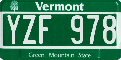VT license plate YZF978