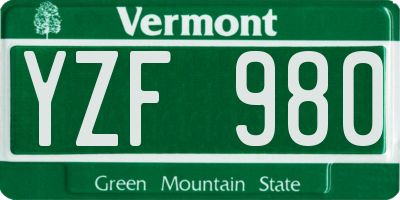 VT license plate YZF980
