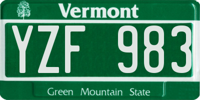 VT license plate YZF983