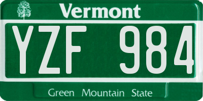 VT license plate YZF984