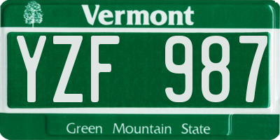 VT license plate YZF987