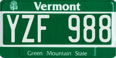 VT license plate YZF988