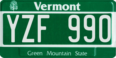 VT license plate YZF990