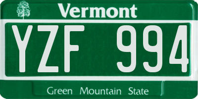 VT license plate YZF994