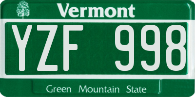 VT license plate YZF998