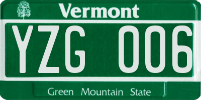 VT license plate YZG006