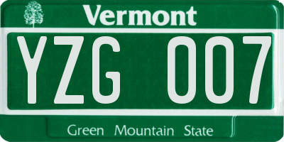 VT license plate YZG007