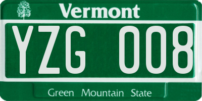 VT license plate YZG008