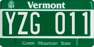 VT license plate YZG011