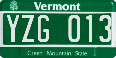 VT license plate YZG013