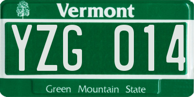 VT license plate YZG014