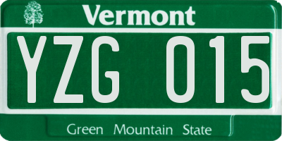 VT license plate YZG015