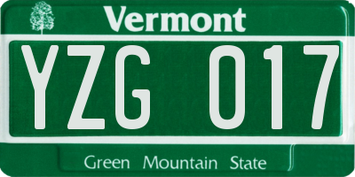 VT license plate YZG017