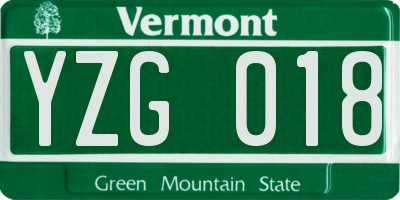 VT license plate YZG018