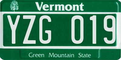 VT license plate YZG019