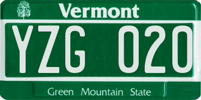 VT license plate YZG020