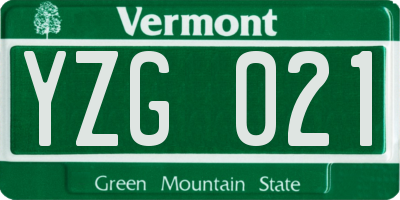 VT license plate YZG021