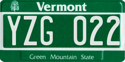 VT license plate YZG022
