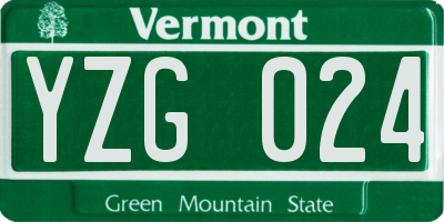 VT license plate YZG024