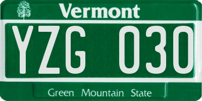 VT license plate YZG030