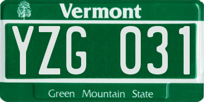 VT license plate YZG031