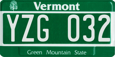 VT license plate YZG032