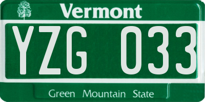 VT license plate YZG033