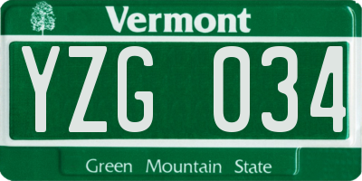VT license plate YZG034