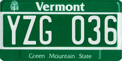 VT license plate YZG036