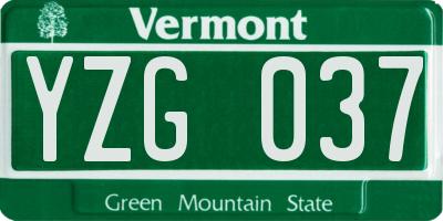 VT license plate YZG037