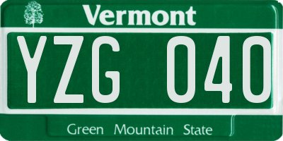 VT license plate YZG040