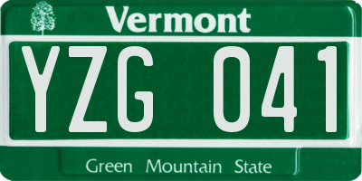 VT license plate YZG041