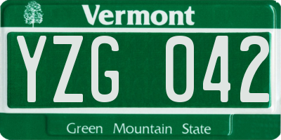 VT license plate YZG042