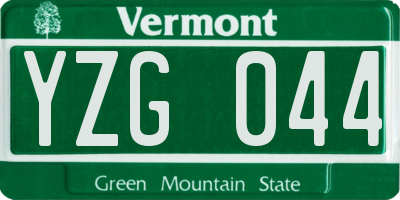 VT license plate YZG044