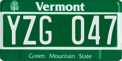 VT license plate YZG047